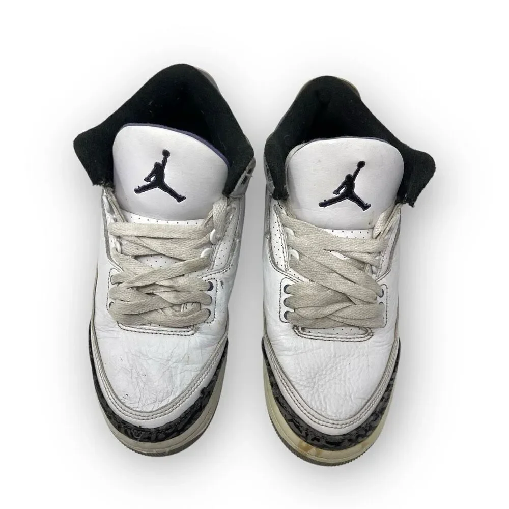 Nike Air Jordan 3 DM0967-105 White Purple Basketball Sneakers Youth Size 4.5